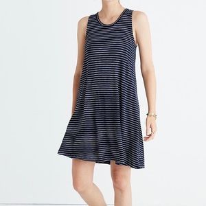 Madewell Womens Highpoint Sleeveless Tank Dress Blue Chevron Stripe size Medium